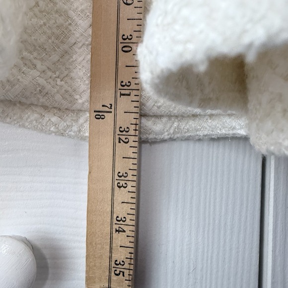 Zara SS24 ZW Collection Short Tweed Textured Structured Dress Ecru fringe  XL - Picture 7 of 9